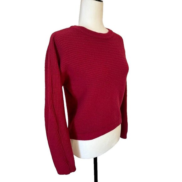BIANCO & BLU Italy Sweater Size Small Merino Wool Cashmere Blend Ribbed Knit Red - Picture 3 of 7